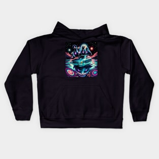 90's style crows laughing shark underneath car Kids Hoodie